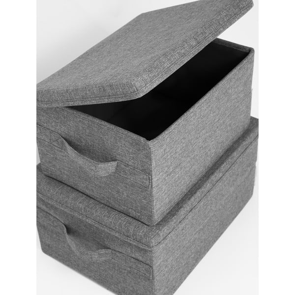 Сива текстилна кутия за съхранение с капак 45x34x25 cm Soft Storage – Bigso-image-2