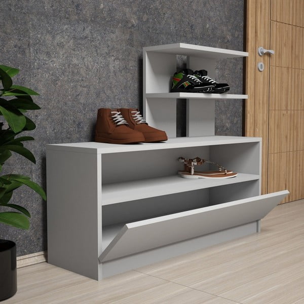 Бяла етажерка за обувки Muzzo Airy - Puqa Design-image-3