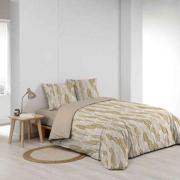 Двойно удължено спално бельо от микрофибър в цвят жълта охра 240x220 cm Kim – douceur d'intérieur-image-2