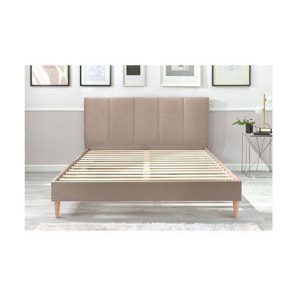 Бежово тапицирано двойно легло с решетка 180x200 cm Vivara - Bobochic Paris-image-3