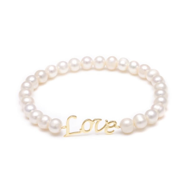 Náramek z říčních perel GemSeller Love, bílé perly