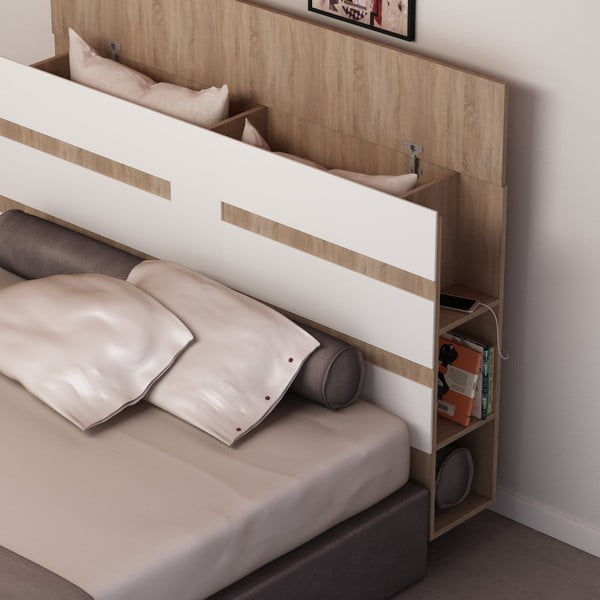 Čelo postele s úložným prostorem s bílým detailem Homitis Eddo-image-1