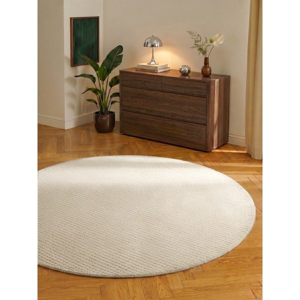 Кремав вълнен кръгъл килим ø 160 cm Eloise – Hanse Home-image-2