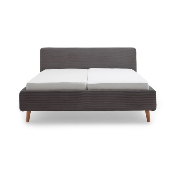 Тъмносиво двойно легло 180x200 cm тапицирано с място за съхранение с включена подматрачна рамка Mattis Cord – Meise Möbel-image-2