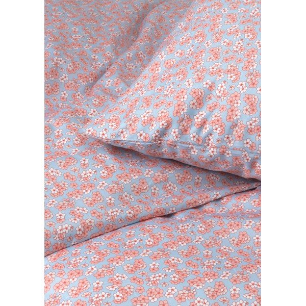 Светлосин/розов памучен сатенен чаршаф за двойно легло 200x220 cm Pleasantly - JUNA-image-2