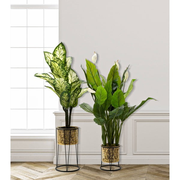 Комплект от 2 стойки за саксии в златисто, височина 40 cm Leavy - Mauro Ferretti-image-1