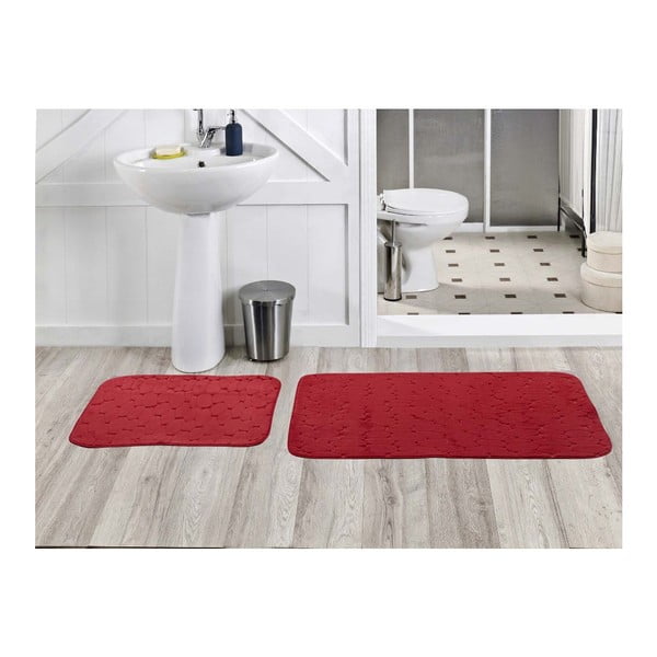 Sada 2 koupelnových koberečků Milas Kirmizi, 50x60 cm + 60x100 cm