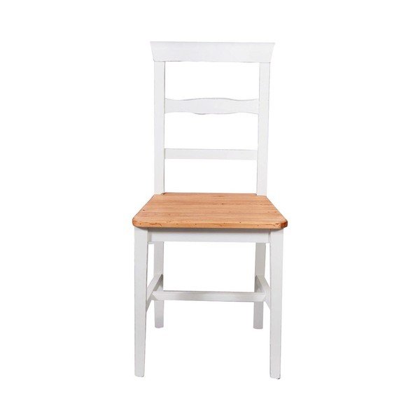 Bílá buková židle se světle hnědým sedákem Biscottini Addy-image-1