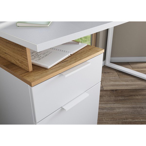 Работна маса с бял плот за маса 61x140 cm Hasselt – Germania-image-2