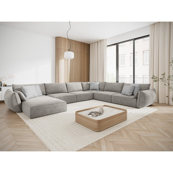 Светлосив ъглов диван (десен ъгъл) Vanda - Mazzini Sofas-image-1