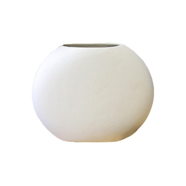 Бяла овална керамична ваза, височина 17 cm Flat - Rulina