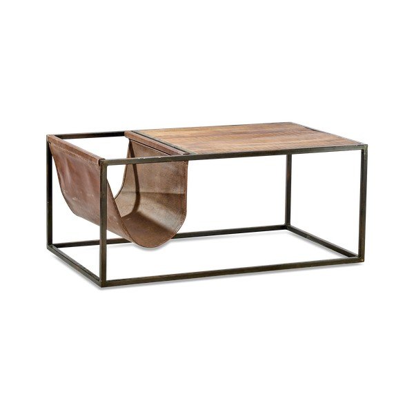 Масичка за кафе от мангово дърво и кожа Alera - Nkuku-image-2