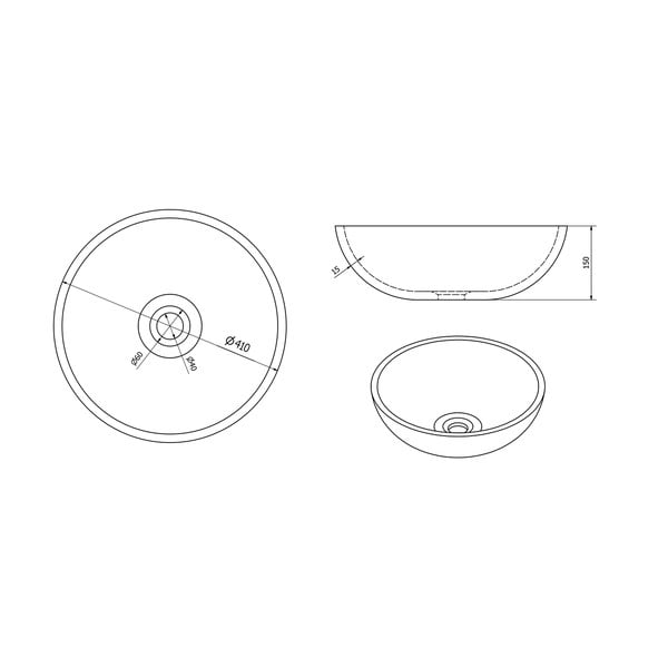 Синя/сива керамична кръгла мивка ø 41 cm Priori – Sapho-image-3