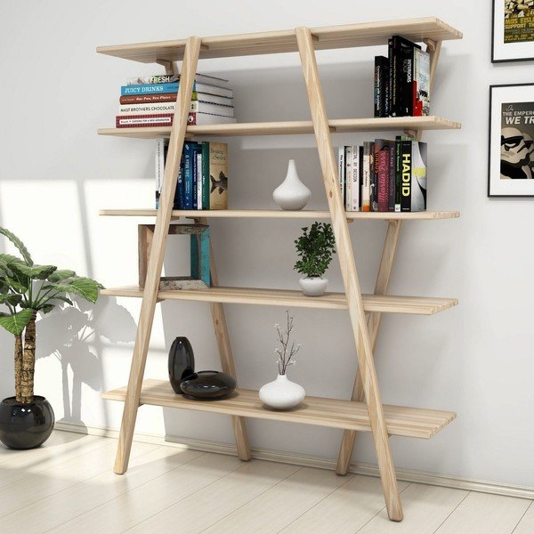 Етажерка за книги от борова дървесина в естествен цвят 120x148 cm Perla - Kalune Design-image-1