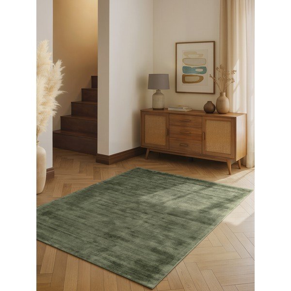Зелен ръчно изработен килим от вискоза 80x150 cm Noemi – Vikosa-image-1