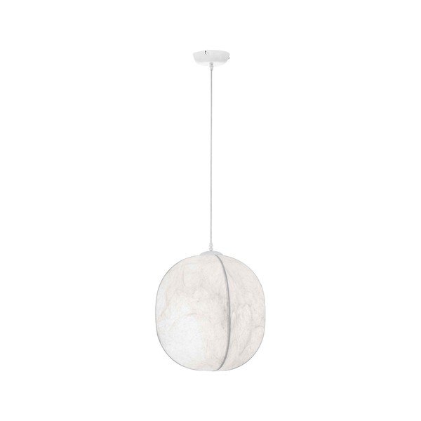 Бяло метално висящо осветително тяло с текстилен абажур ø 42 cm Pierida – Nova Luce