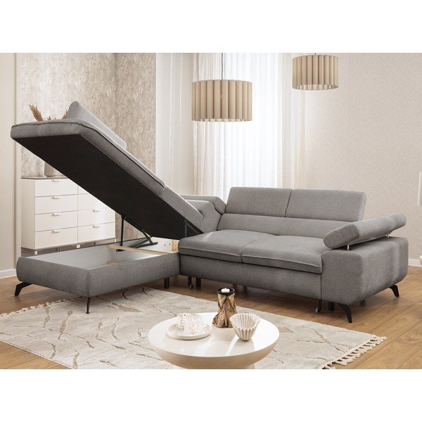 Светлосив шенилов ъглов диван (ляв ъгъл/L форма) Marbeya  – Ropez-image-4