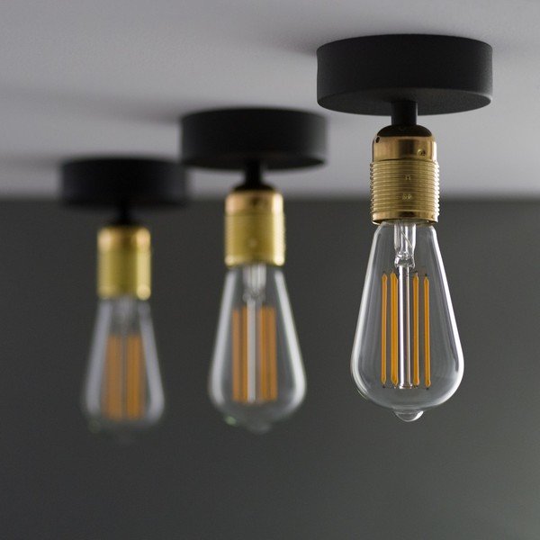 Черна лампа за таван със златен цокъл Uno - Sotto Luce-image-3