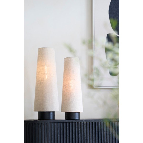 Бежова метална настолна лампа с текстилен абажур (височина 42 cm) Howie – Light & Living-image-1