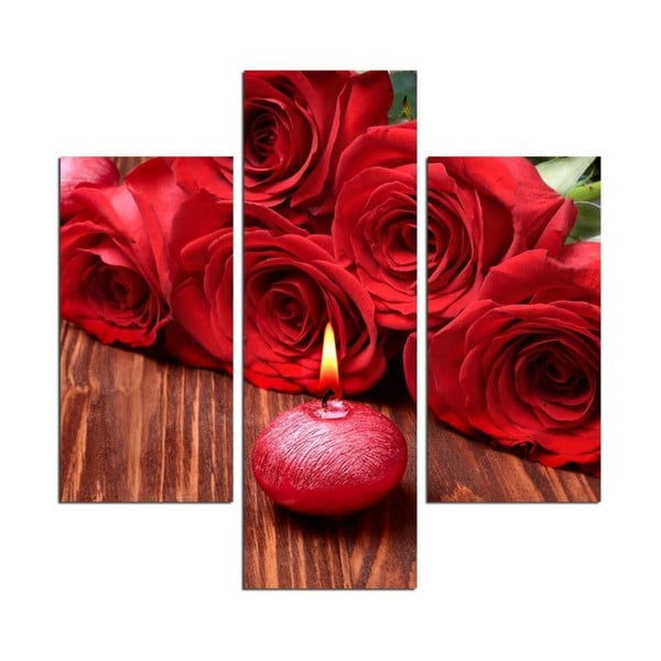 Червена многокомпонентна картина Mustaka Rose, 64 x 60 cm - Unknown
