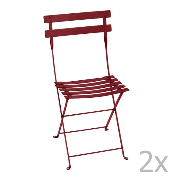 Sada 2 sytě červených skládacích židlí Fermob Bistro