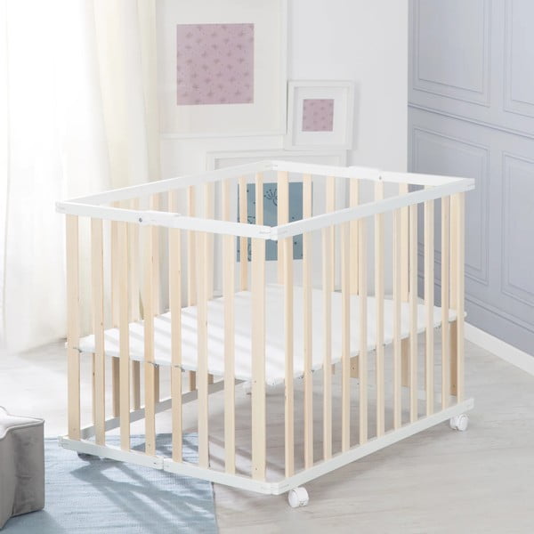 Кошара за игра в бял и естествен цвят 100x75 cm - Roba-image-4