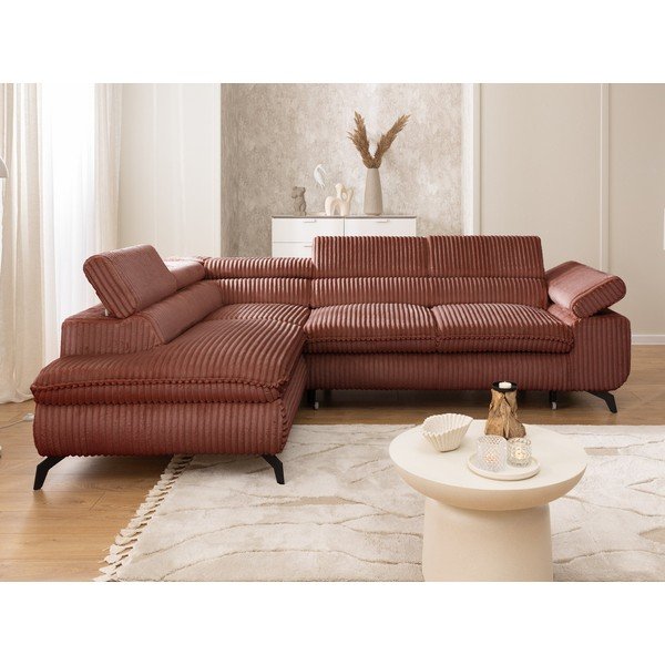 Теракотен ъглов диван от рипсено кадифе (ляв ъгъл/L форма) Marbeya  – Ropez-image-4