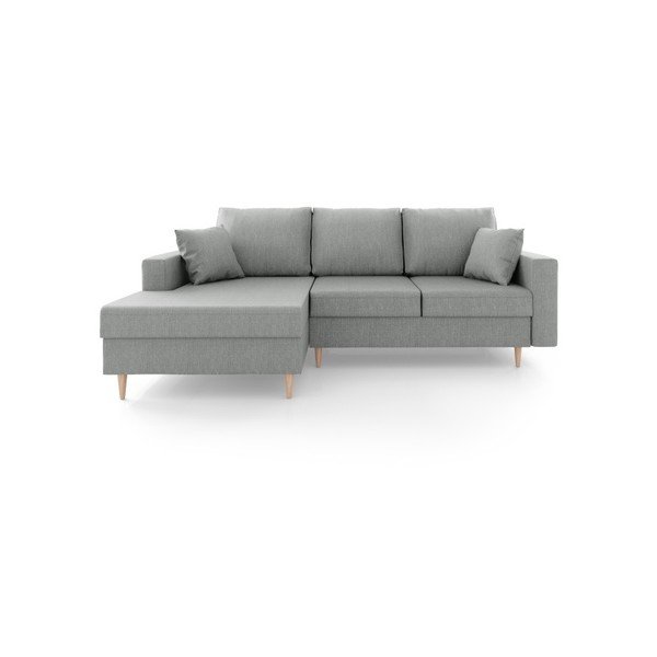 Сив разтегателен диван с място за съхранение Aubrieta, ляв ъгъл - Mazzini Sofas-image-3