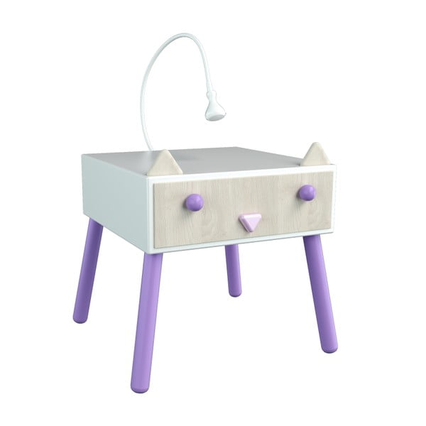 Noční stolek s povrchem z dýhy a fialovými detaily Dotties Kočička