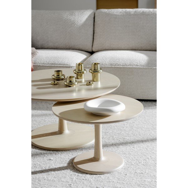 Кръгла масичка за кафе от декор от дъб  в естествен цвят 90x90 cm Hobart – Rowico-image-1