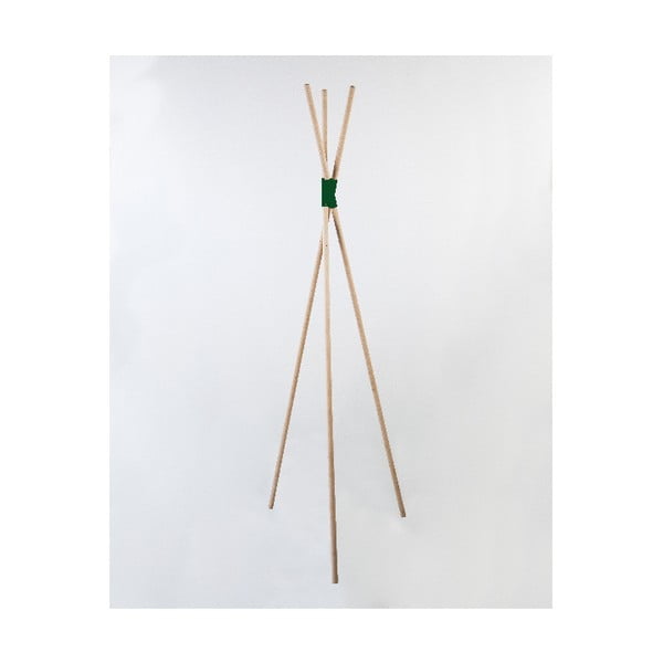 Свободностояща закачалка от букова дървесина със зелен детайл Mikado Hanger, височина 170 cm - Surdic