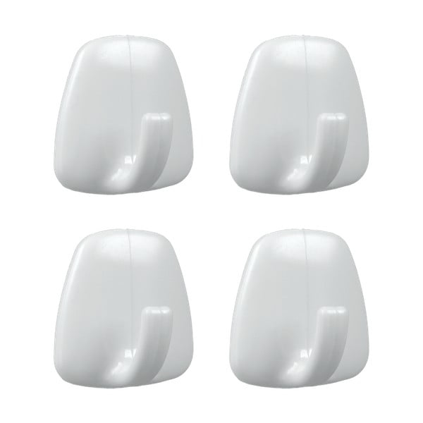 Бели пластмасови комплект куки 4 бр. без пробиване – Metaltex-image-1