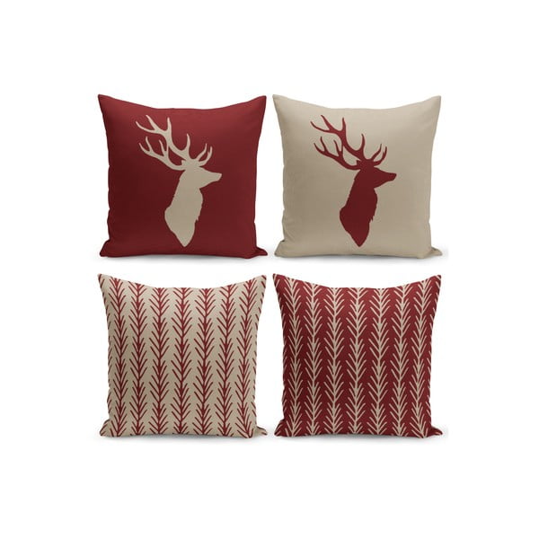 Комплект от 4 декоративни калъфки за възглавници Bordo Deer, 43 x 43 cm - Kate Louise