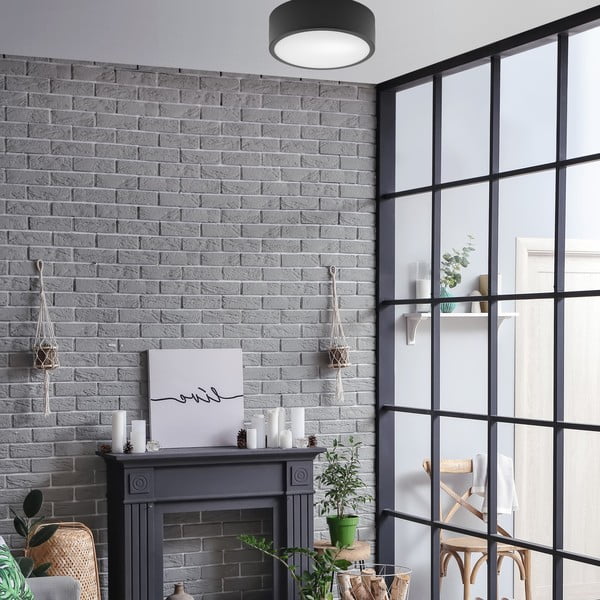 Черна лампа за таван със стъклен абажур - LAMKUR-image-2