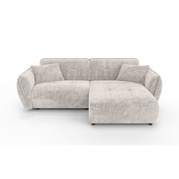 Бежов шенилов ъглов диван (десен ъгъл) Nelia – Ropez