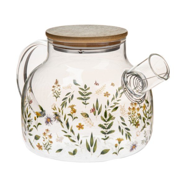 Зелен стъклен чайник 1 l Wildflowers – Dakls