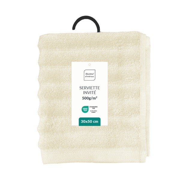 Кремава памучна кърпа от тери 30x50 cm Maya – douceur d'intérieur-image-4