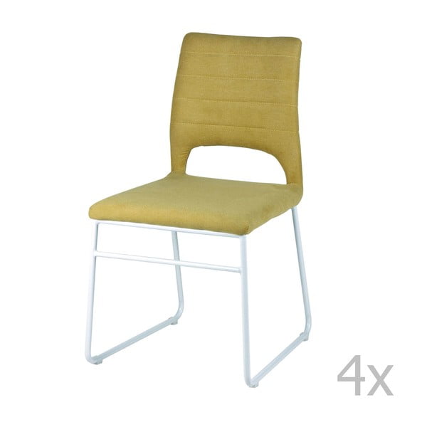 Комплект от 4 жълти трапезни стола Nessa - sømcasa