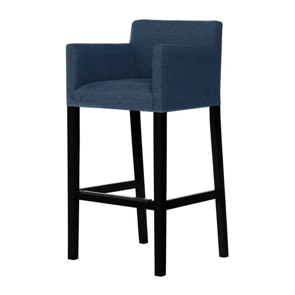Denimově modrá barová židle s černými nohami Ted Lapidus Maison Sillage