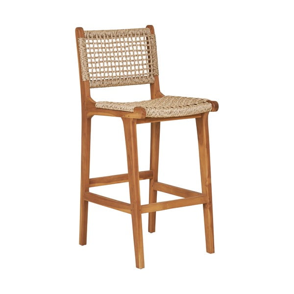 Бар стол от масивно тиково дърво в естествен цвят (височина на седалката 60 cm) Derby – House Nordic