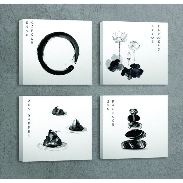 Картини в комплект от 4 бр. 30x30 cm Japanese Zen - Wallity-image-1