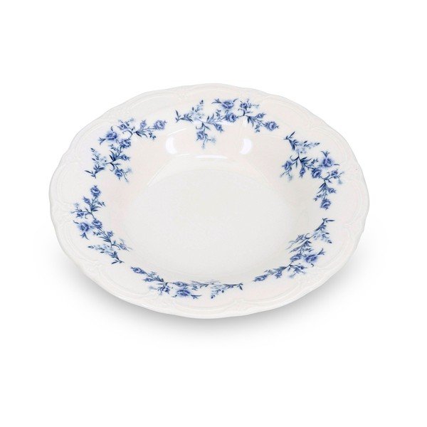 Бяла/синя супена порцеланова чиния ø 23,5 cm Retro – BonBistro