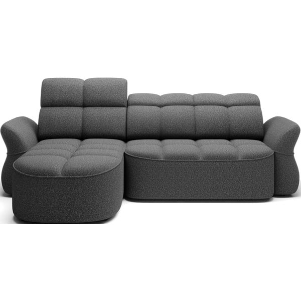 Тъмносив кадифен разтегателен ъглов диван с място за съхранение (ляв ъгъл) Beneth – ELTAP