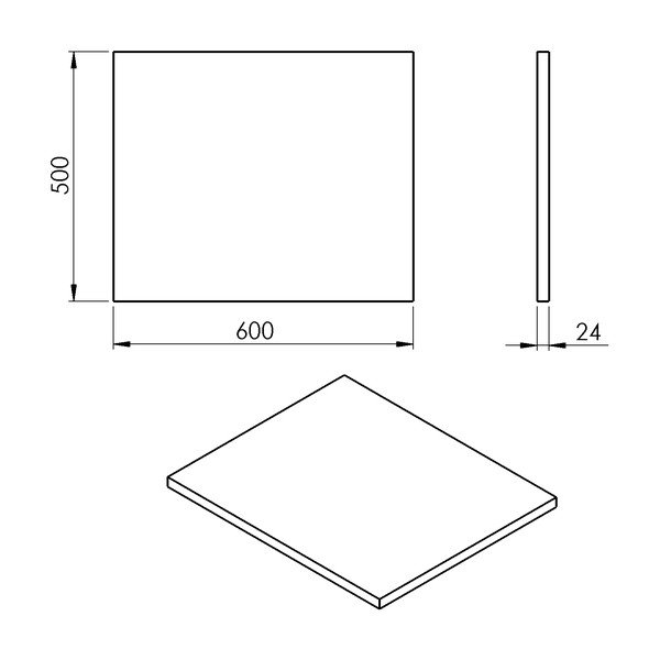 Бяла плоча за под мивка 60x50 cm Plato – Sapho-image-2