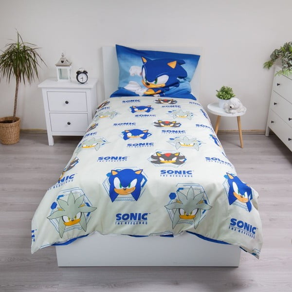 Синьо  единично  детско спално бельо от микрофибър 140x200 cm Sonic – Jerry Fabrics-image-2