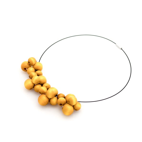 Žlutý dřevěný náhrdelník Ko–ra–le Bubbles