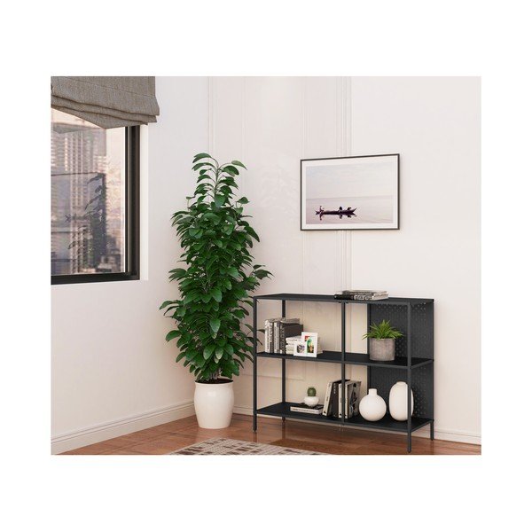 Черна метална библиотека 100x80 cm Charleston – Støraa-image-3