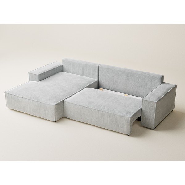 Светлосив шенилов сгъваем/с място за съхранение ъглов диван (ляв ъгъл) Maze – Maison de Rêve-image-4