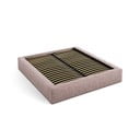 Светлорозово двойно тапицирано легло с място за съхранение с включена подматрачна рамка 180x200 cm Simon – Micadoni 