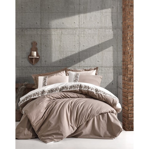 Бежов чаршаф за единично легло от памук ранфорс Cotton Box , 160 x 220 cm Rosinda - Mijolnir
